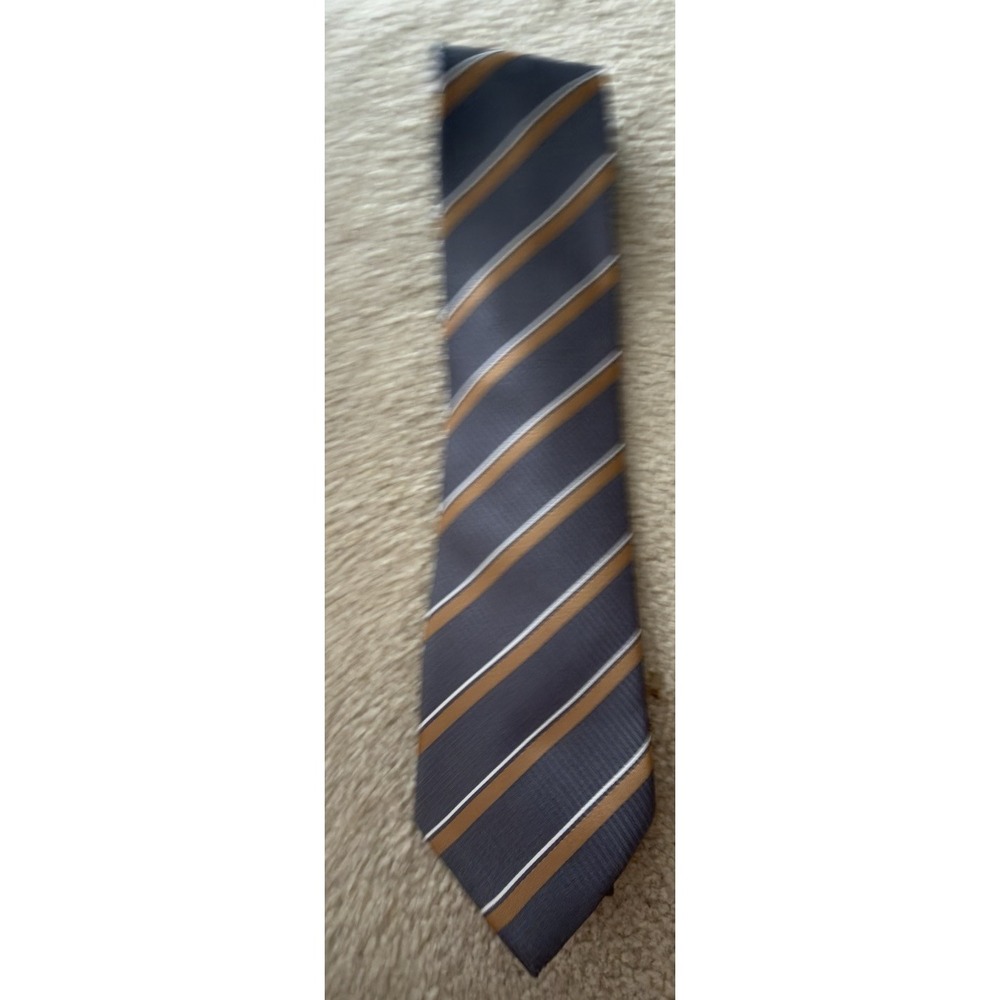 Fendi Men's Tie Gray Brown White Striped Designer Luxury Necktie Italy